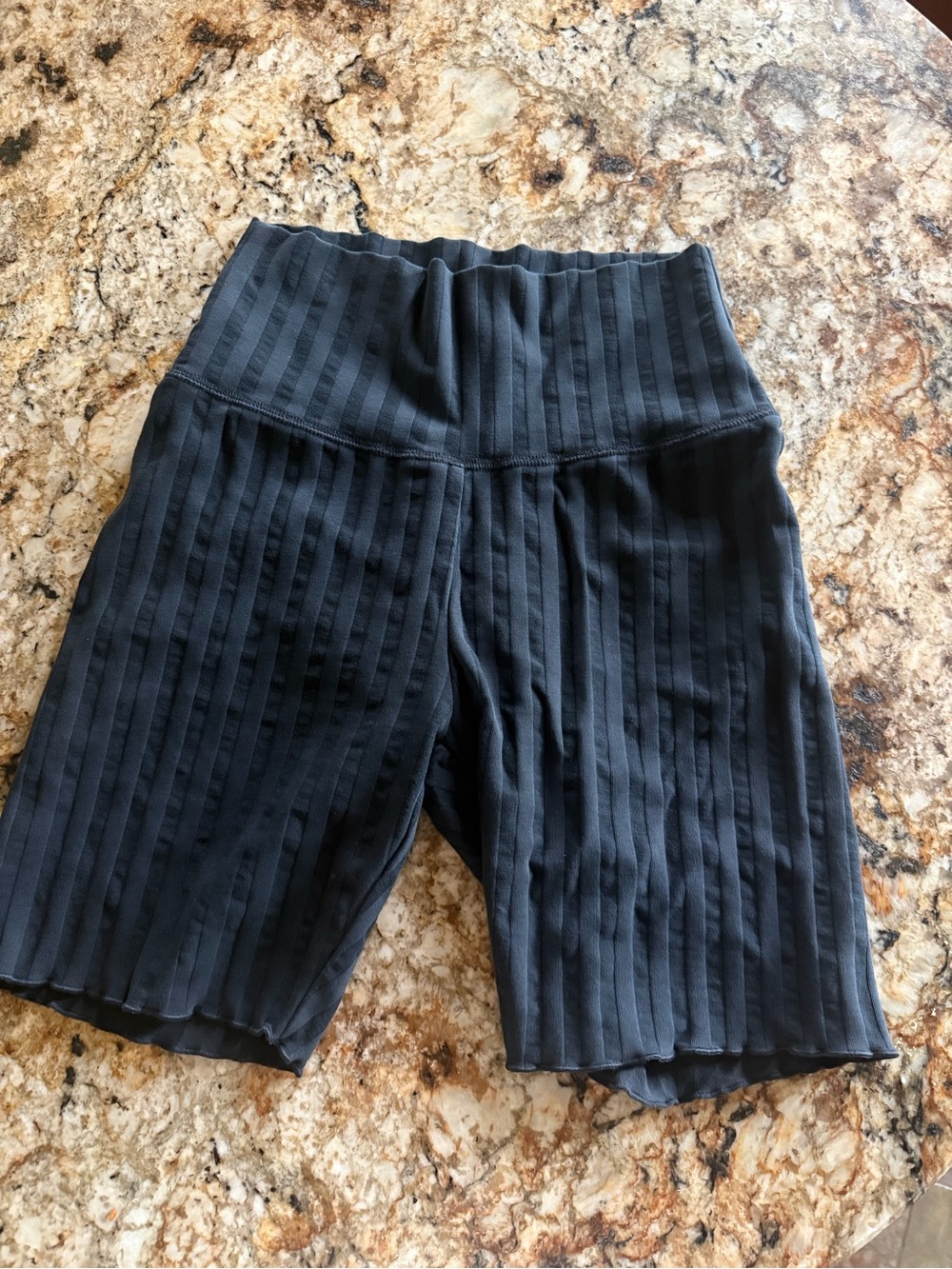 aerie Ribbed High-Waist Bike Shorts — Black